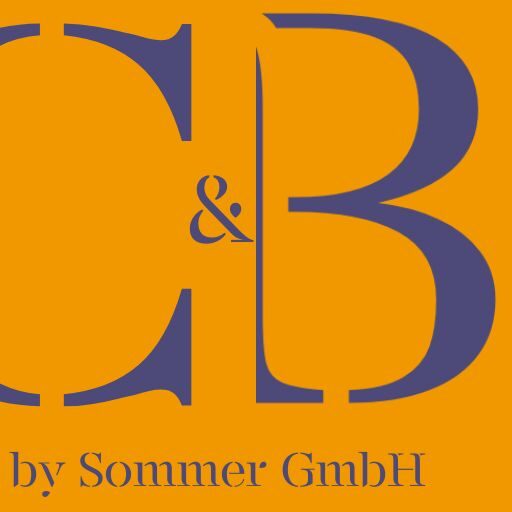 Logo von C&B by Sommer GmbH mit stilisierten Buchstaben auf orangefarbenem Hintergrund.